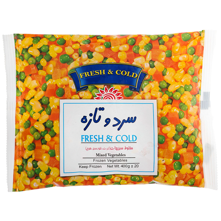 مخلوط سبزیجات منجمد سرد و تازه مقدار 400 گرم Sardotaze Frozen Mixed Vegetables 400gr